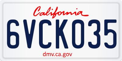 CA license plate 6VCK035