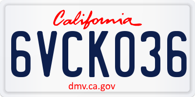 CA license plate 6VCK036
