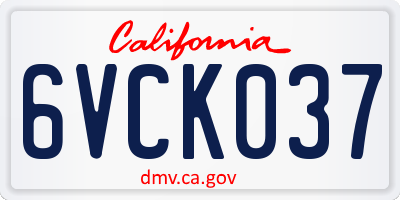 CA license plate 6VCK037