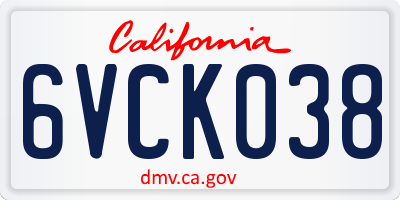 CA license plate 6VCK038