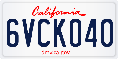 CA license plate 6VCK040