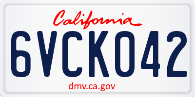 CA license plate 6VCK042