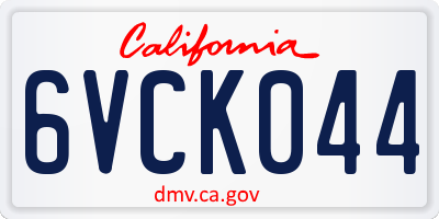 CA license plate 6VCK044