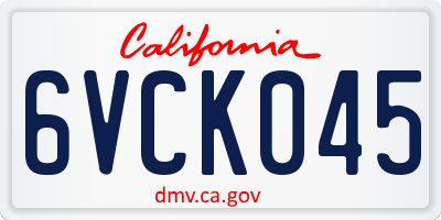 CA license plate 6VCK045