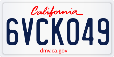 CA license plate 6VCK049