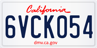 CA license plate 6VCK054
