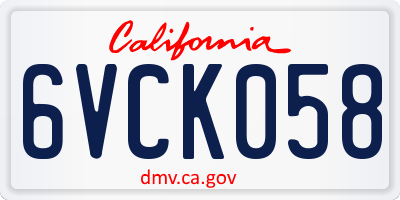CA license plate 6VCK058