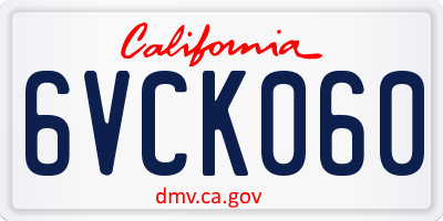 CA license plate 6VCK060