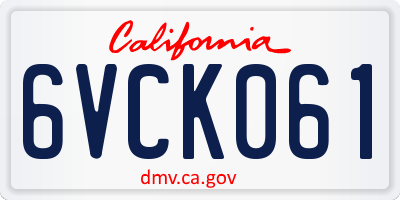 CA license plate 6VCK061