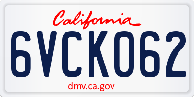 CA license plate 6VCK062