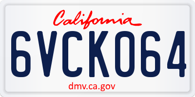 CA license plate 6VCK064