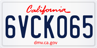 CA license plate 6VCK065