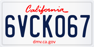 CA license plate 6VCK067
