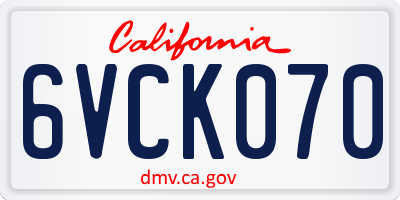 CA license plate 6VCK070