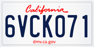 CA license plate 6VCK071