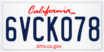 CA license plate 6VCK078