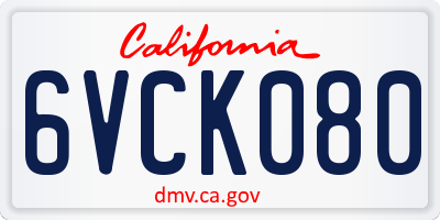 CA license plate 6VCK080
