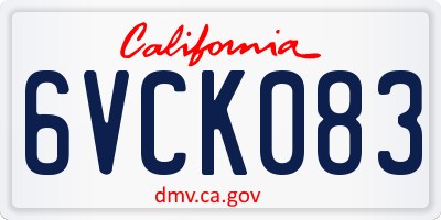 CA license plate 6VCK083