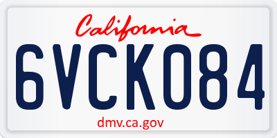 CA license plate 6VCK084