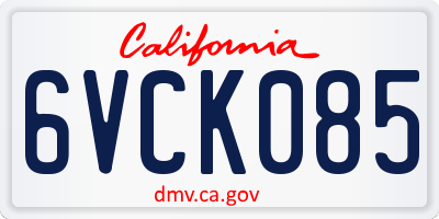 CA license plate 6VCK085