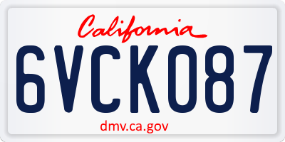 CA license plate 6VCK087