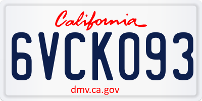 CA license plate 6VCK093