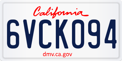 CA license plate 6VCK094