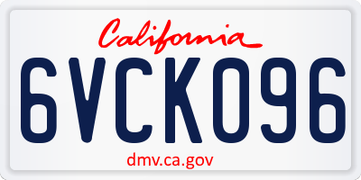 CA license plate 6VCK096