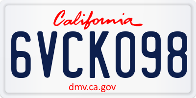 CA license plate 6VCK098