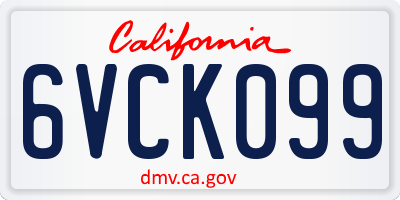 CA license plate 6VCK099