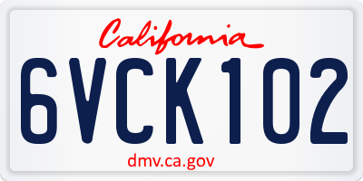 CA license plate 6VCK102