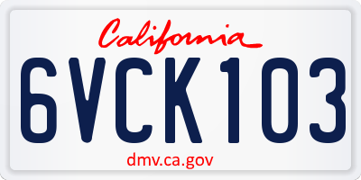 CA license plate 6VCK103