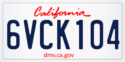 CA license plate 6VCK104