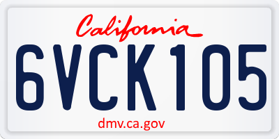 CA license plate 6VCK105