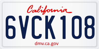 CA license plate 6VCK108