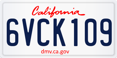 CA license plate 6VCK109