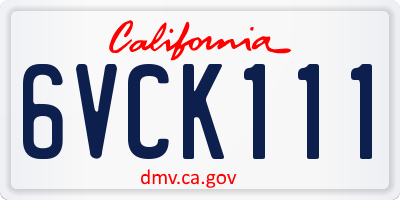 CA license plate 6VCK111