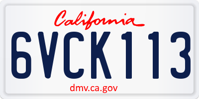 CA license plate 6VCK113