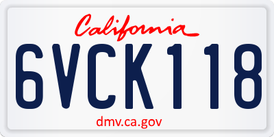 CA license plate 6VCK118