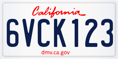 CA license plate 6VCK123