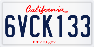 CA license plate 6VCK133