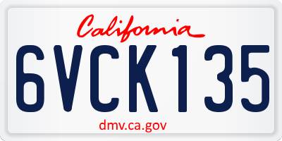CA license plate 6VCK135