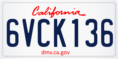 CA license plate 6VCK136