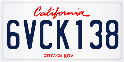 CA license plate 6VCK138
