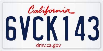 CA license plate 6VCK143