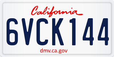 CA license plate 6VCK144