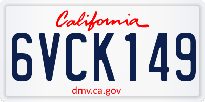 CA license plate 6VCK149