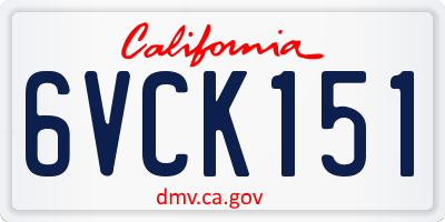 CA license plate 6VCK151