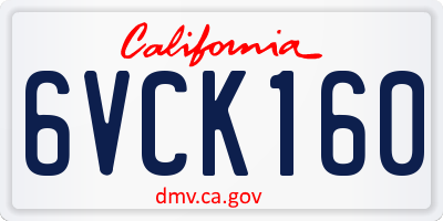 CA license plate 6VCK160