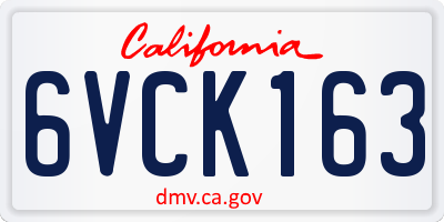 CA license plate 6VCK163